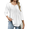 Women's 3/4 Sleeve Pleated Tunic Top