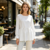 Custom Women's round-neck pleated top