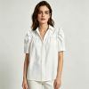 All Over Print Women's Ruffle Sleeves Pleated Blouse Top