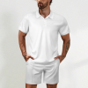 All Over Print Men's Short Sleeve Polo Shirt and Elastic Waist Shorts Set