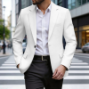 Custom Men's Long Sleeve Single Button Suit Blazer Coat