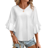 Customizable Women's V-Neck Flare Sleeve Blouse