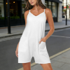 Custom Women's Spaghetti Strap V Neck Pocketed Loose Fit Romper